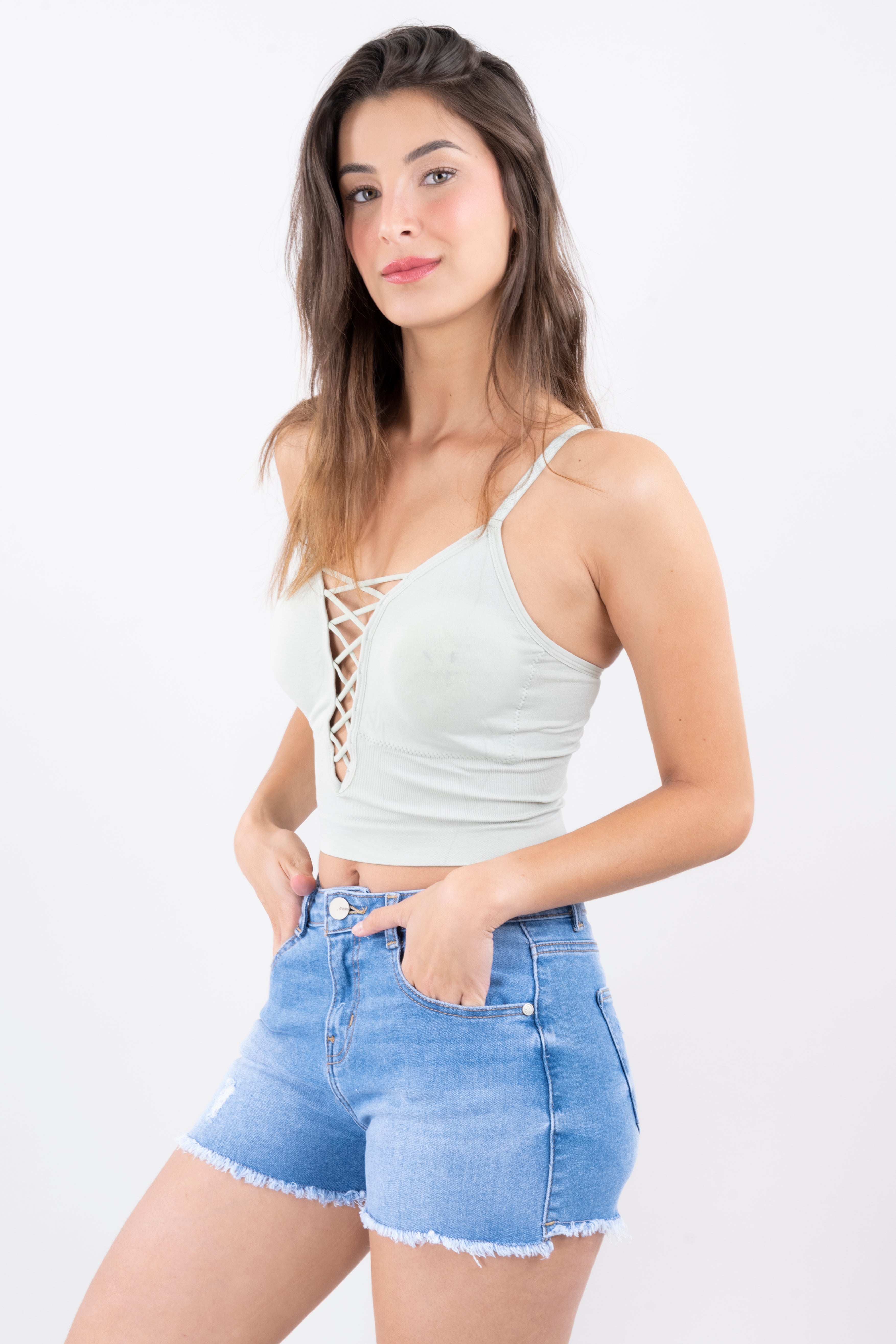 Bralette monocolor cintas cruzadas MENTA