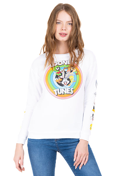 Sudadera Looney Tunes círculo BLANCO COMBO