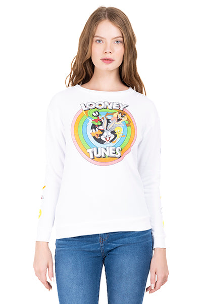 Sudadera Looney Tunes círculo BLANCO COMBO