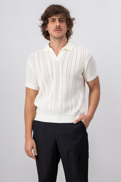 Camisa polo tejido crochet