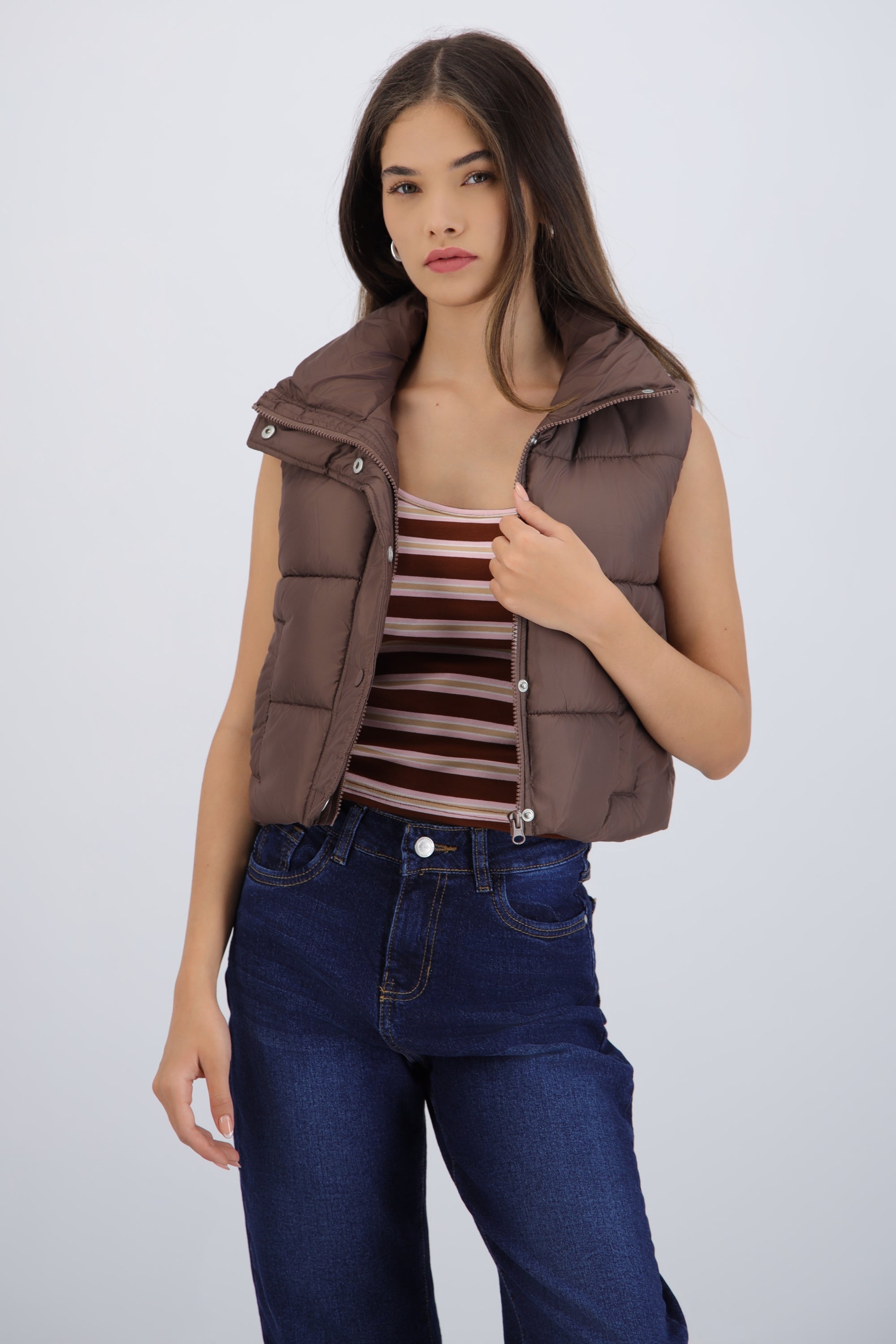 Chaleco crop puffer monocolor