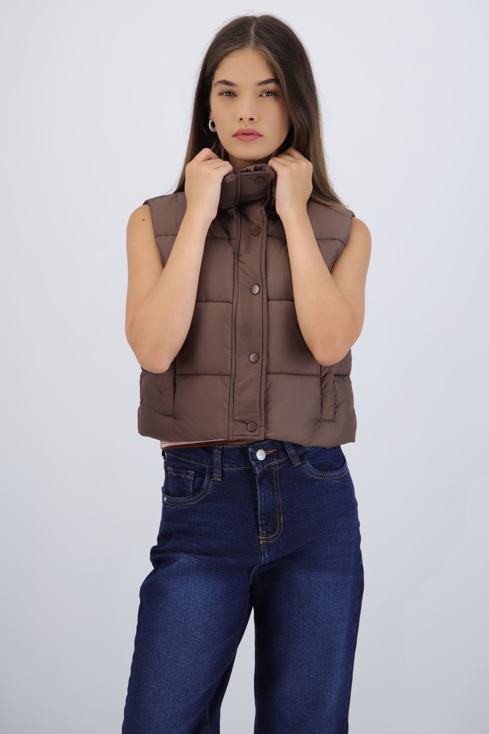 Chaleco crop puffer monocolor