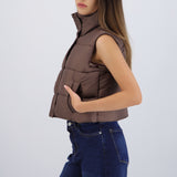 Chaleco crop puffer monocolor