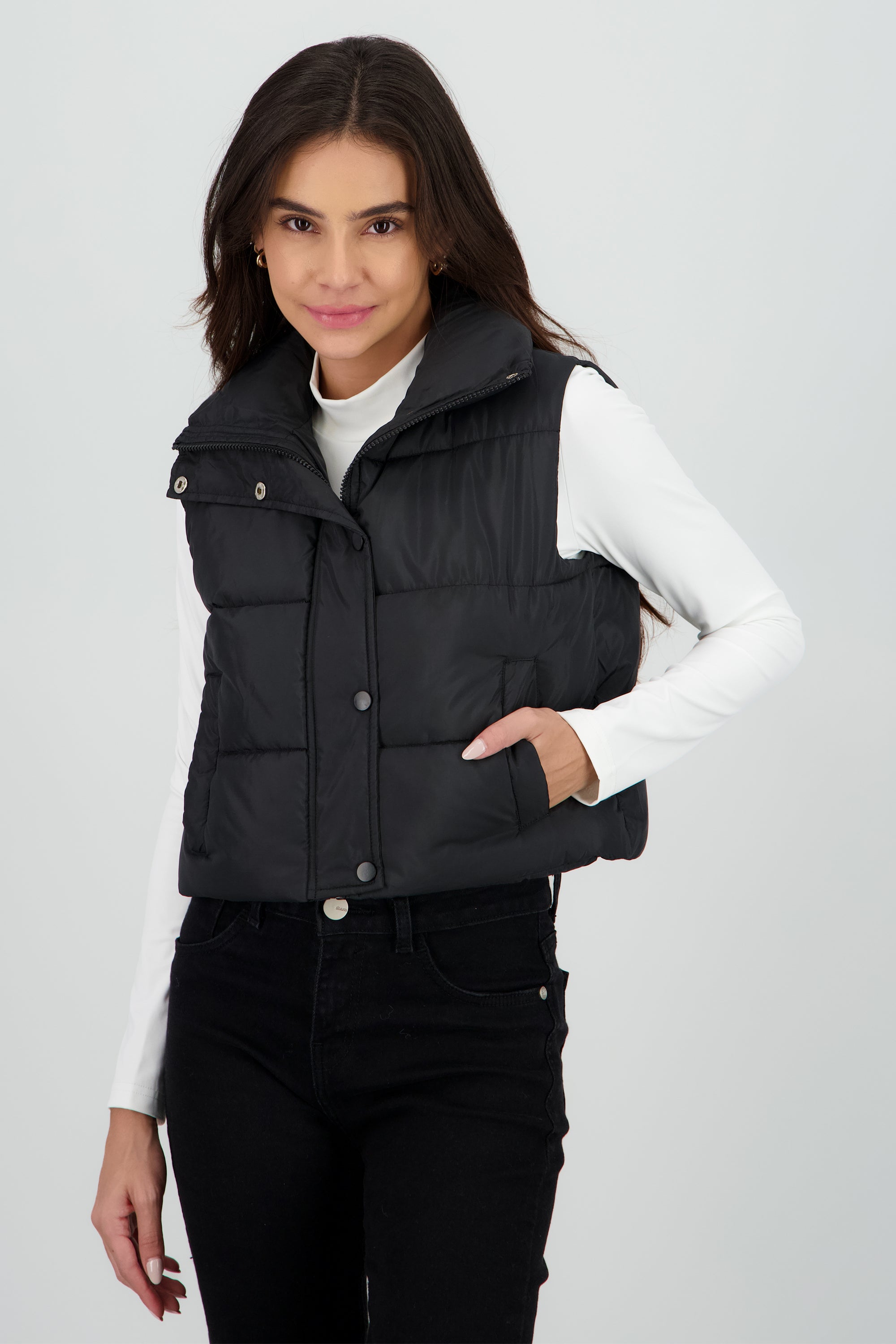Chaleco crop puffer monocolor