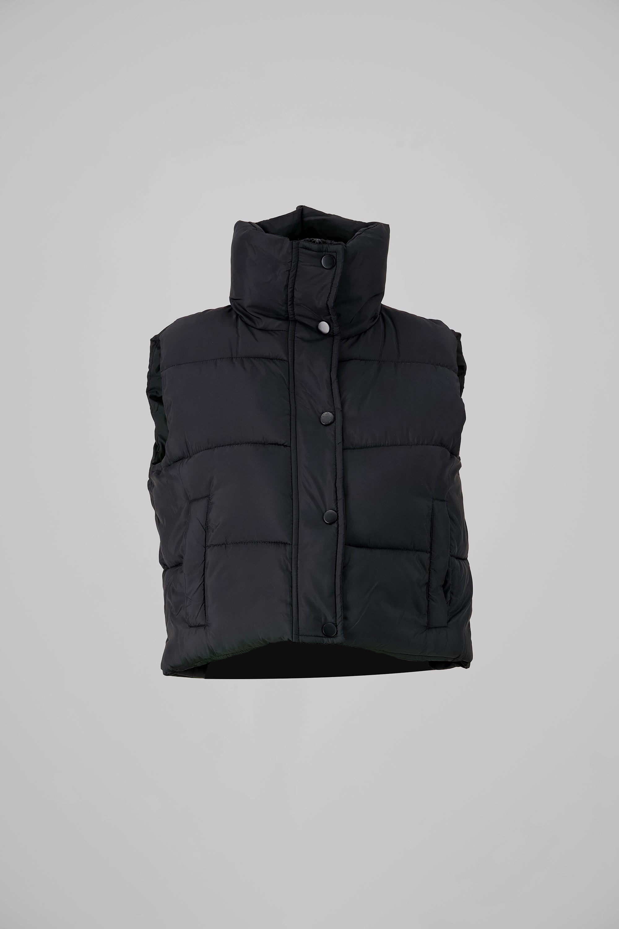 Chaleco crop puffer monocolor NEGRO