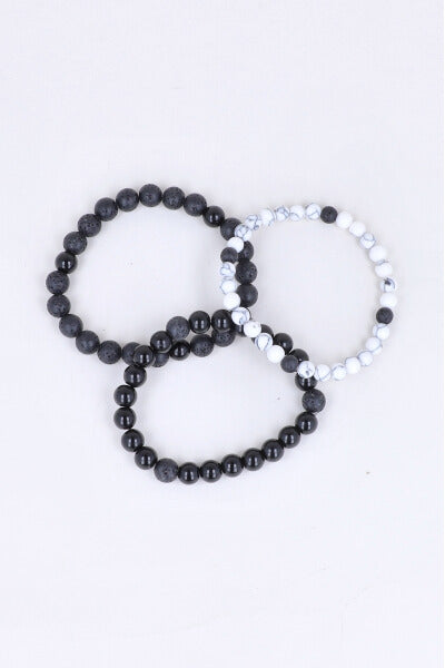 Set 3 pulseras cuentas BLANCO COMBO