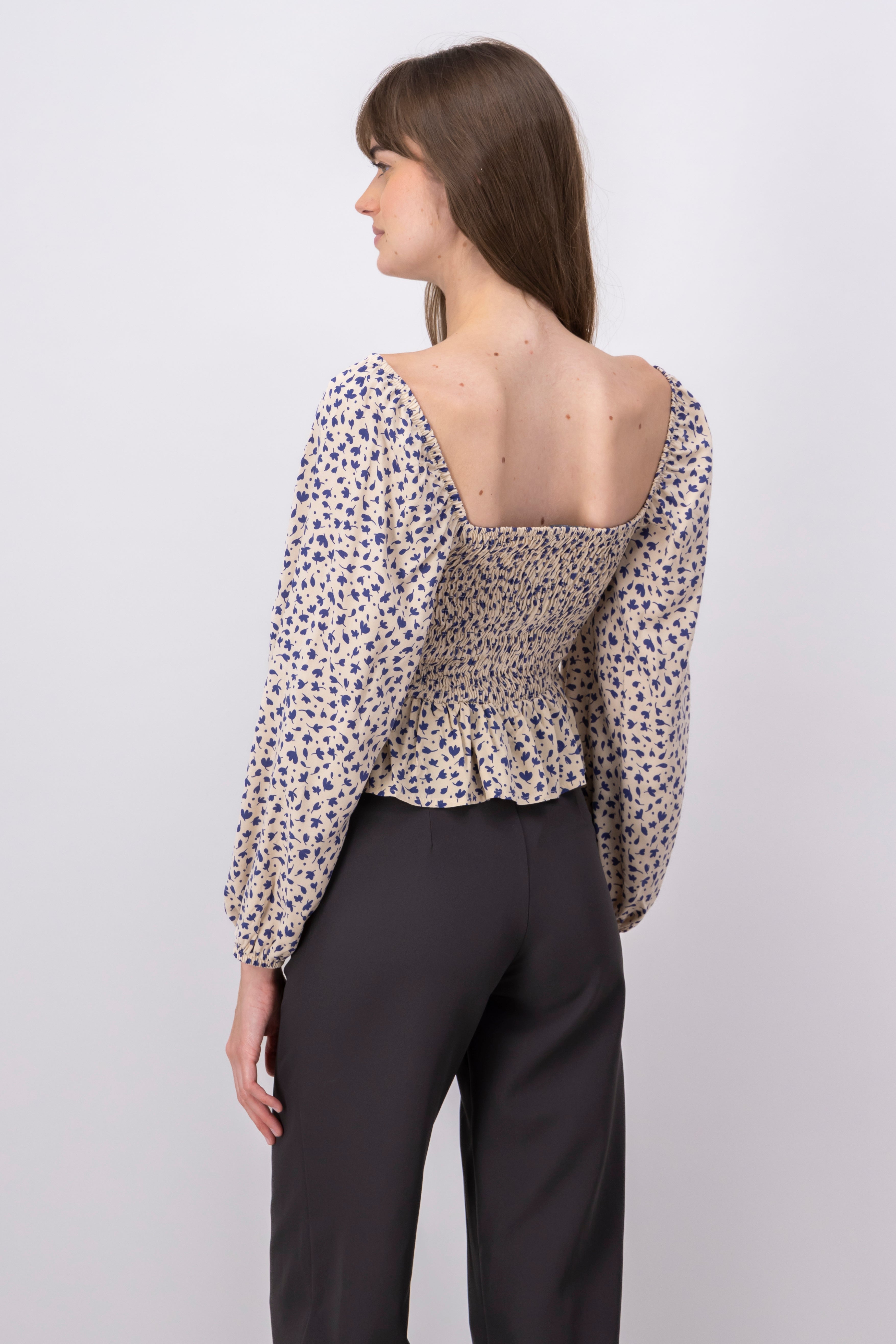 Blusa estampada botones AZUL COMBO