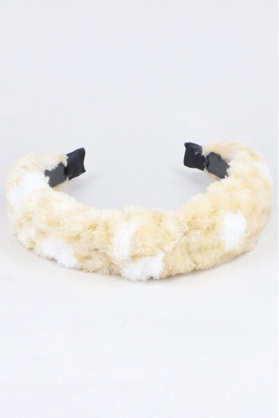 Diadema Ancha Peluche Puntos BEIGE