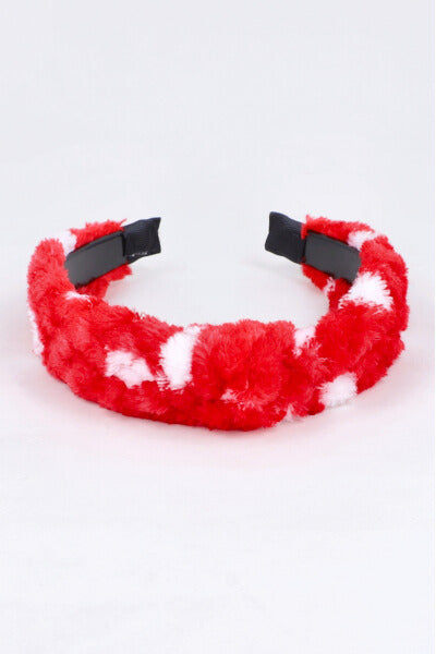 Diadema Ancha Peluche Puntos ROJO