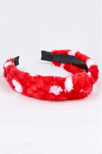 Diadema Ancha Peluche Puntos ROJO