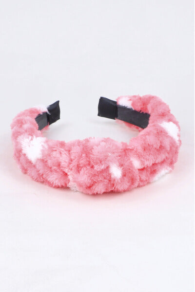 Diadema Ancha Peluche Puntos ROSA