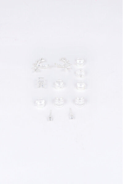 Set 12 pares aretes brillos PLATA