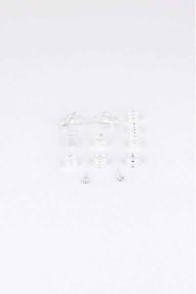 Set 12 pares aretes brillos PLATA