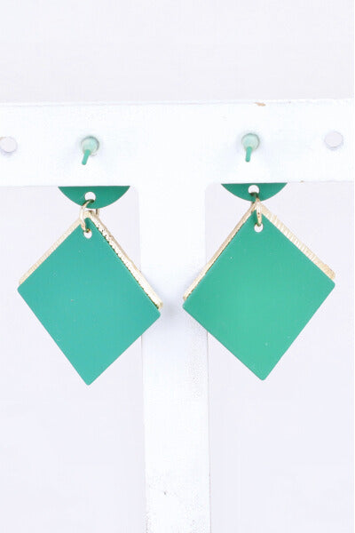 Aretes Cuadro Brillos VERDE