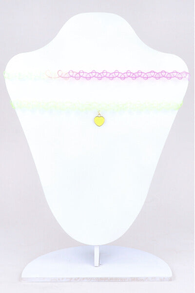 2 P Choker Plastico Charm Corazon AMARILLO