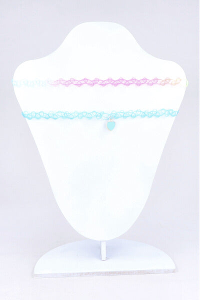 2 P Choker Plastico Charm Corazon AZUL