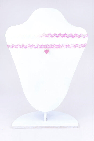 2 P Choker Plastico Charm Corazon ROSA