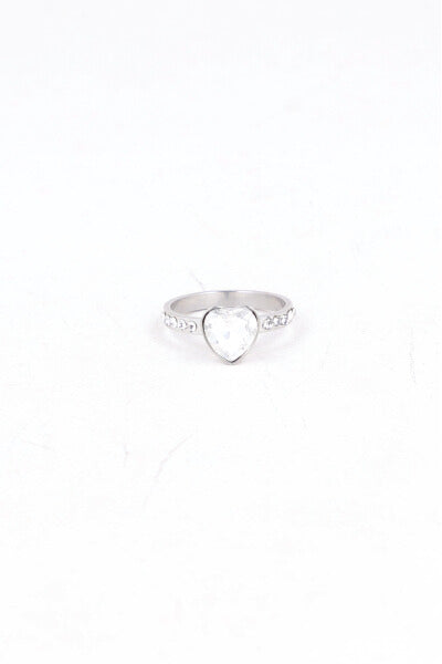 Anillo Corazon Diamante PLATA