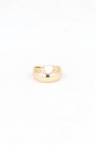 2P Anillos Corazon Diamante TRANSPARENTE