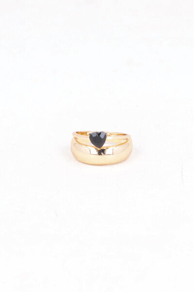 2P Anillos Corazon Diamante NEGRO