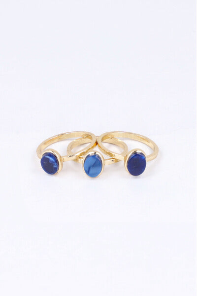 3P Anillos Piedra AZUL