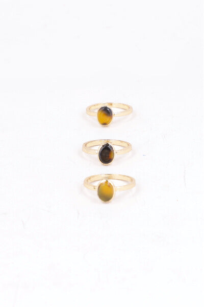 3P Anillos Piedra CAFE