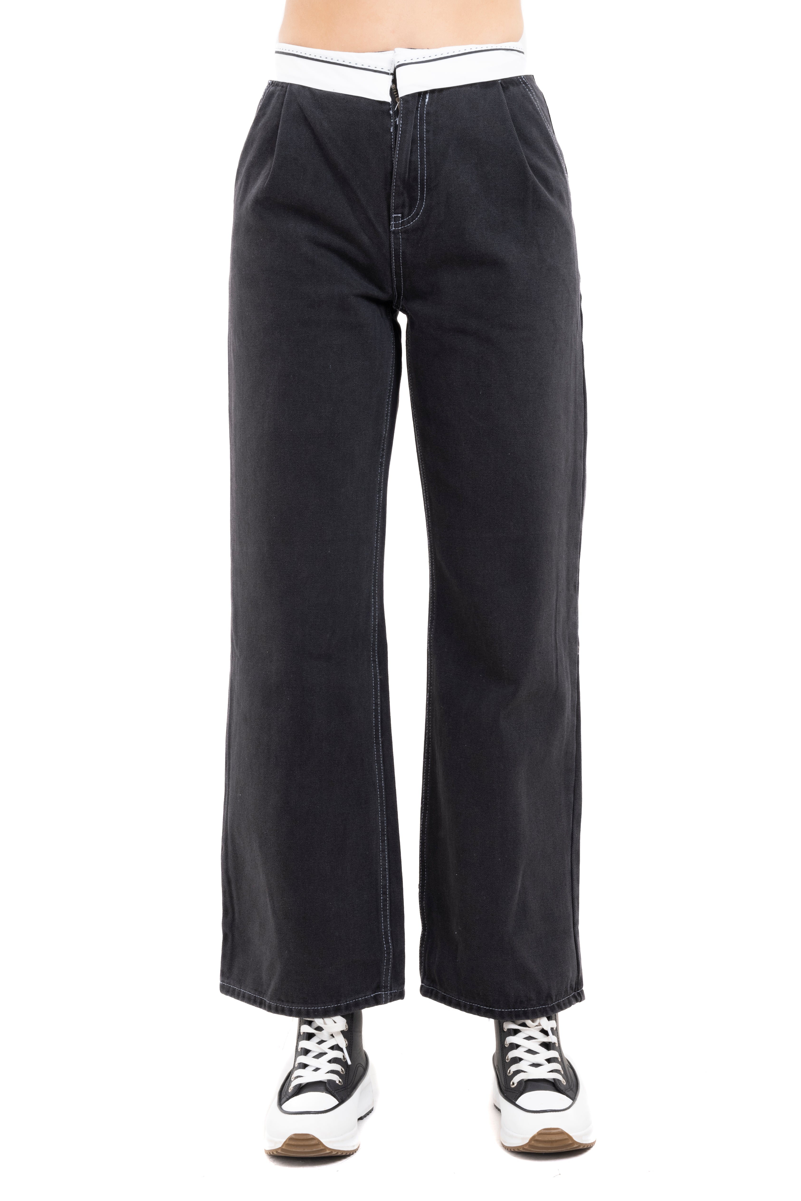 Jeans Cintura Bicolor PETROLEO