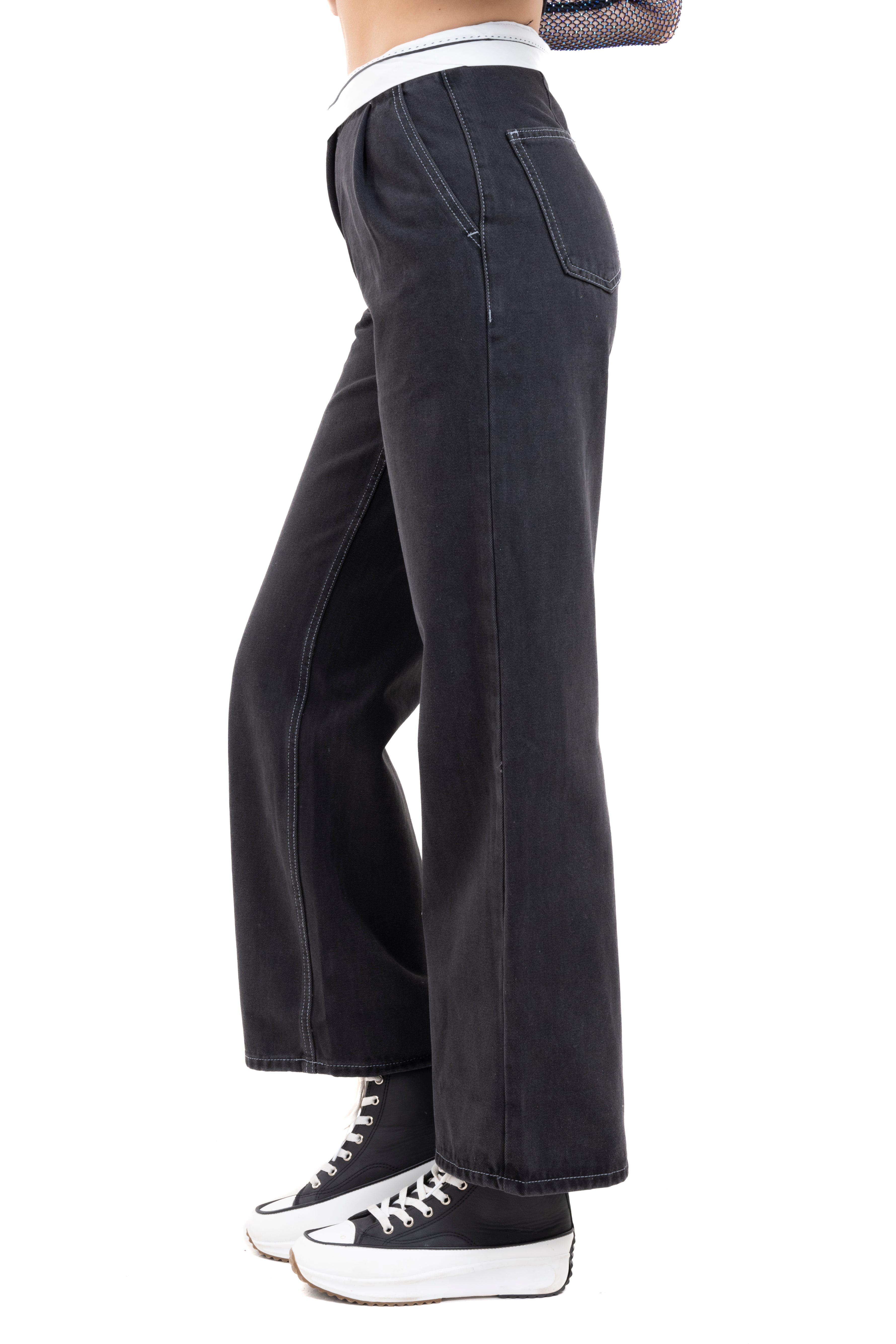 Jeans Cintura Bicolor PETROLEO