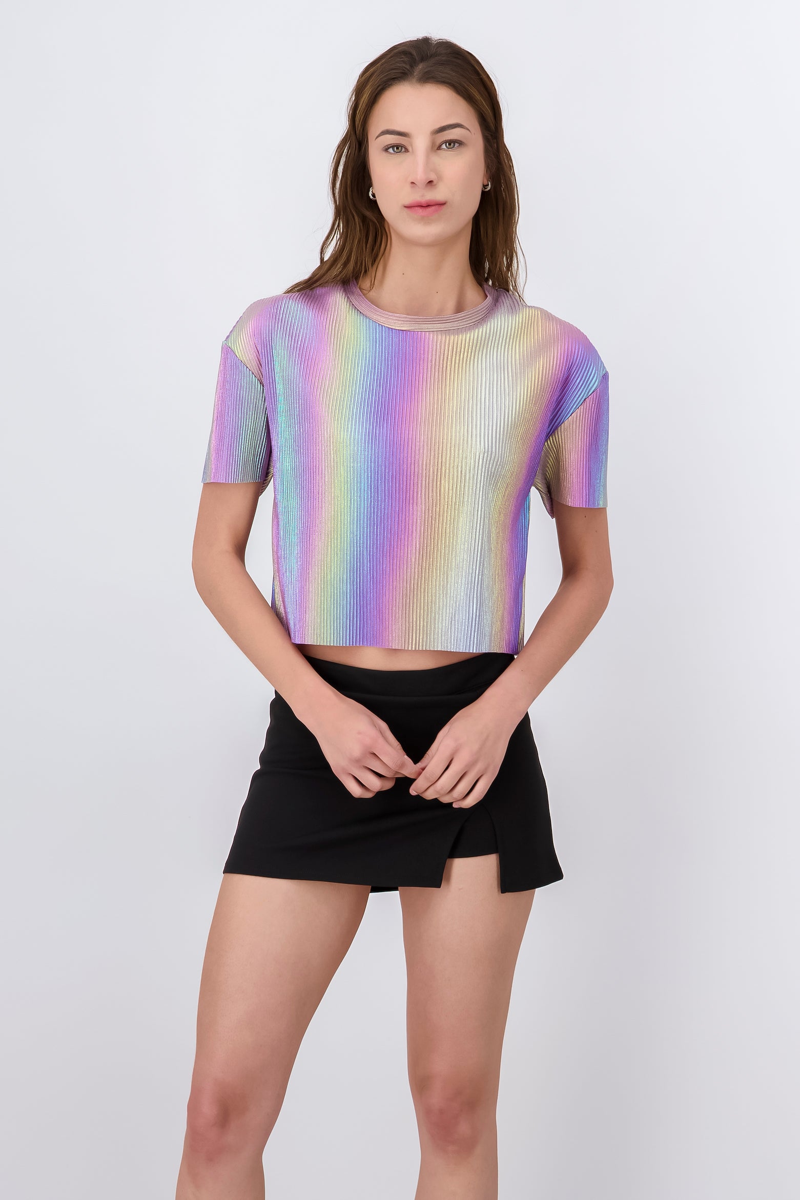 Top efecto tornasol manga corta MULTICOLOR