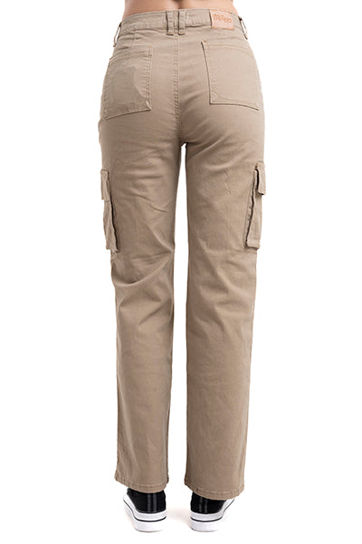 Jeans cargo straight monocolor
