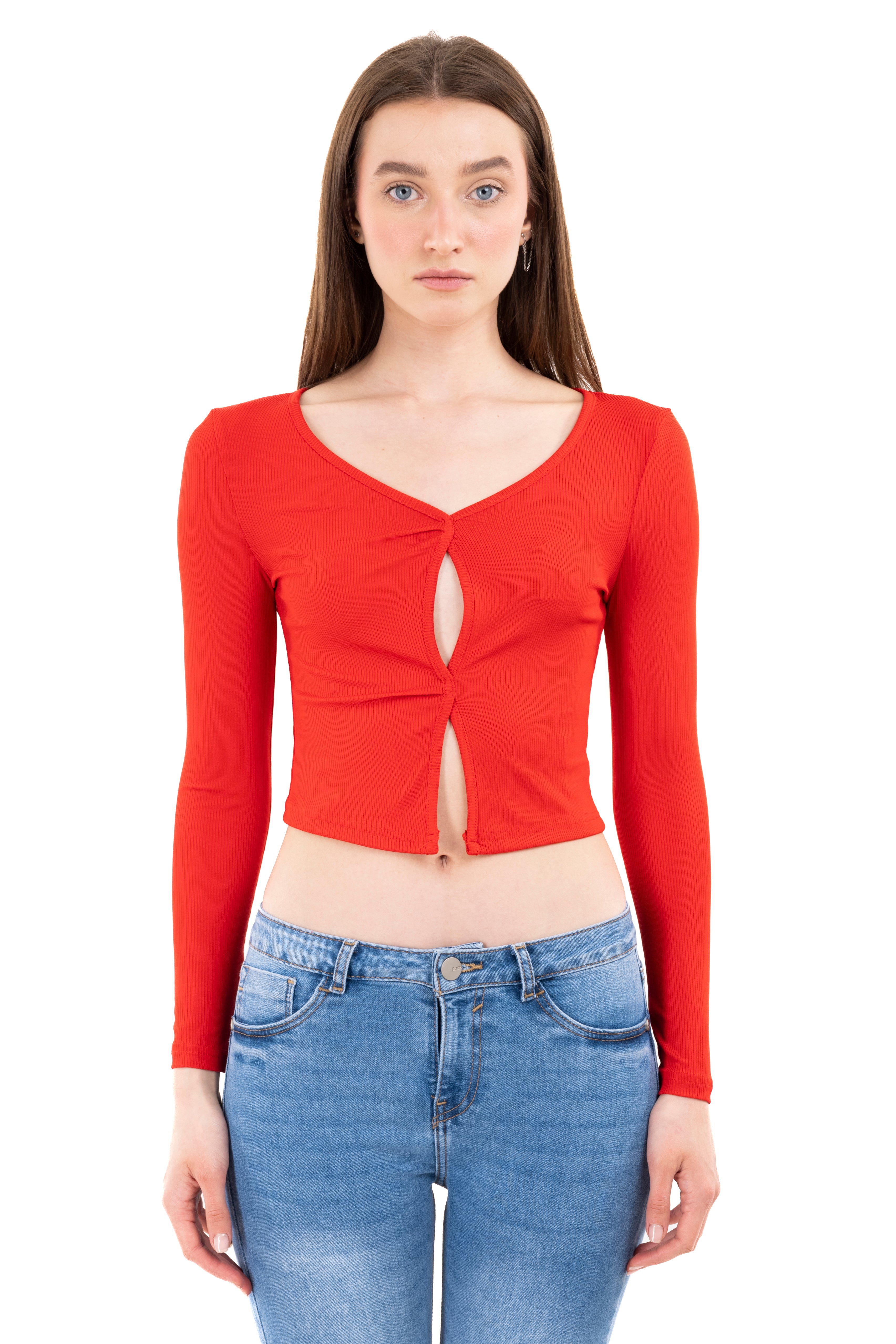 Top acanalado cut out ROJO