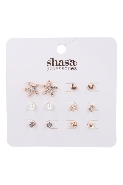 Set 6 Pares Aretes Studs