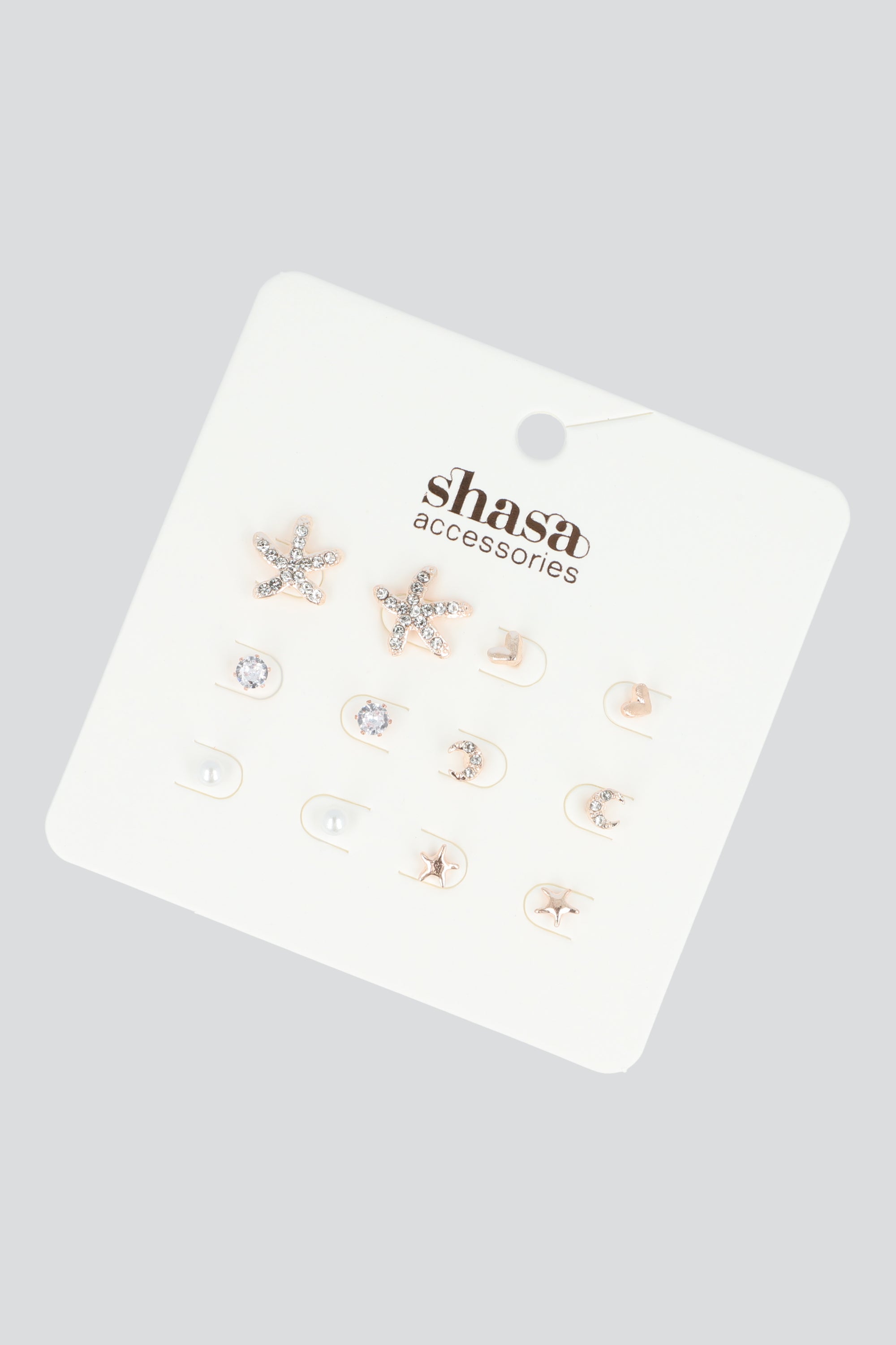 Set 6 Pares Aretes Studs ORO ROSA