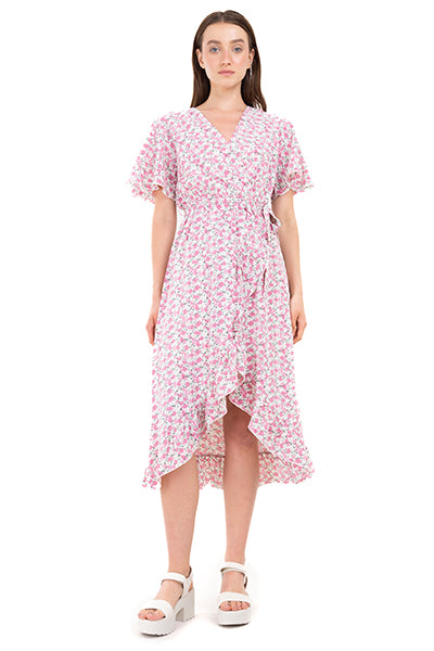 Vestido wrap olanes flores ROSA COMBO