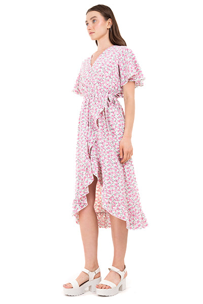 Vestido wrap olanes flores ROSA COMBO