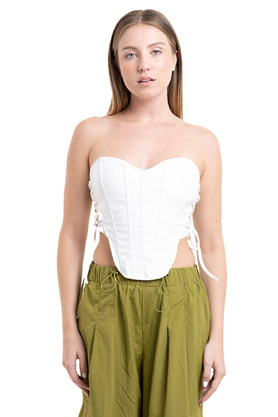 Corset efecto piel detalle lace up BLANCO
