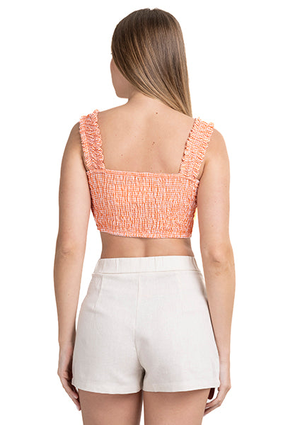 Top crop elástico estampado NARANJA COMBO