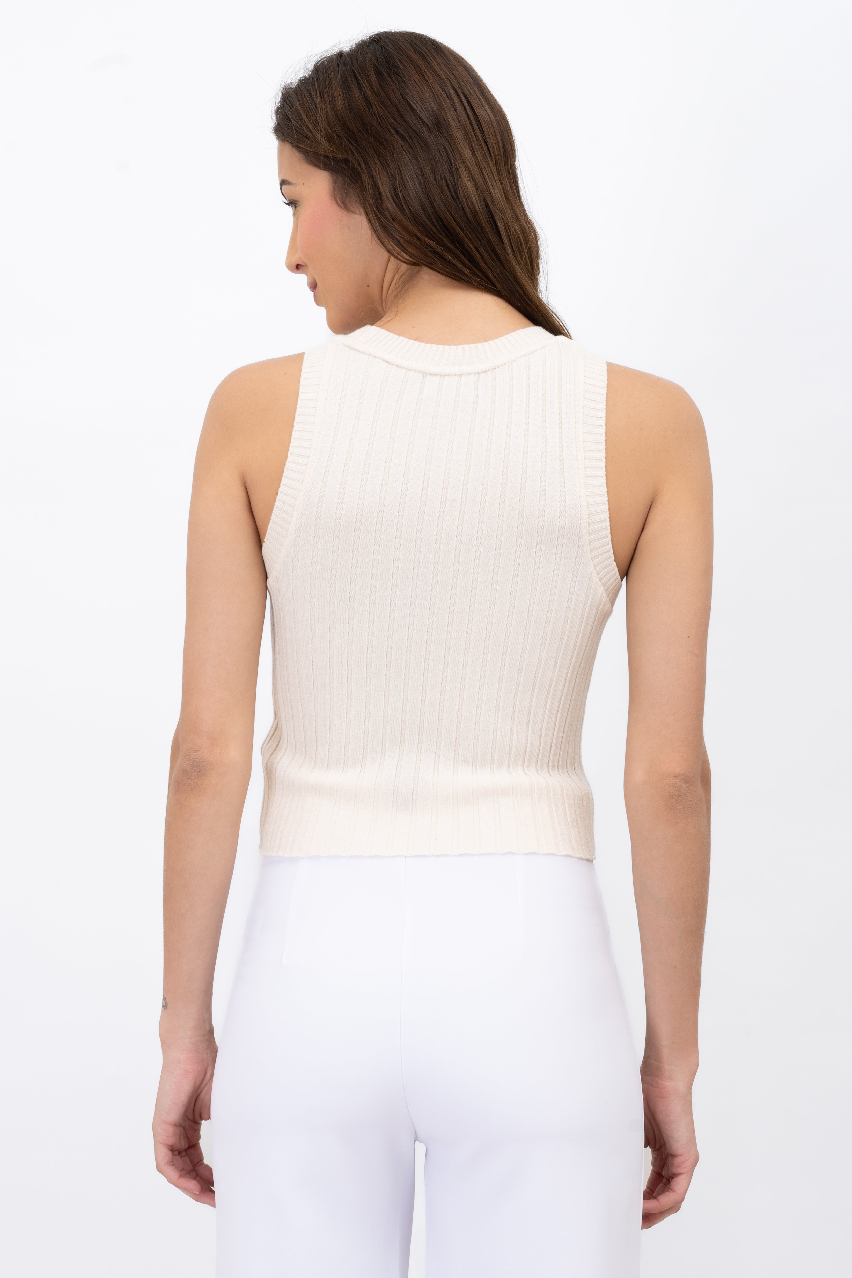 Top acanalado tejido CREMA
