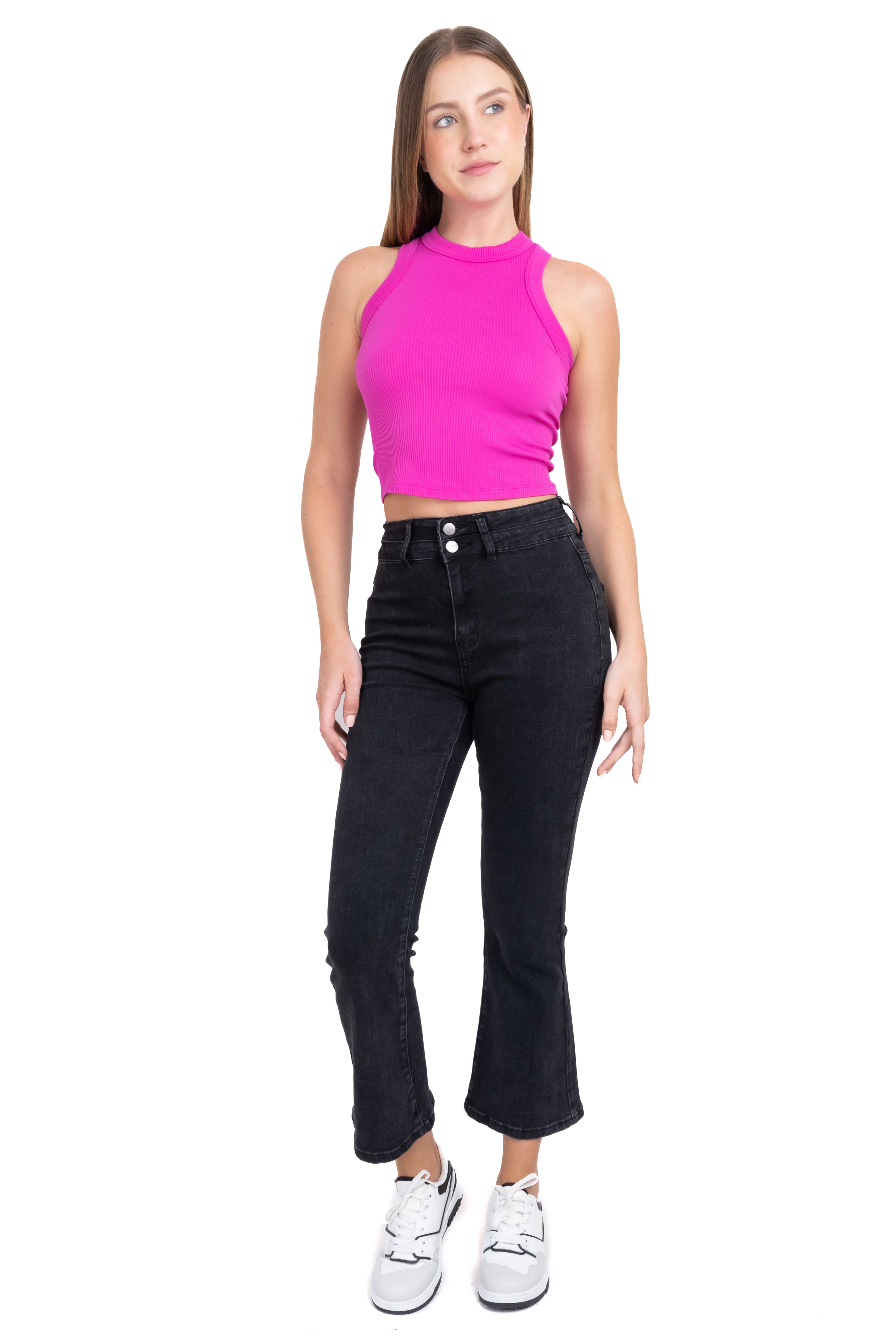 Jeans flared monocolor NEGRO