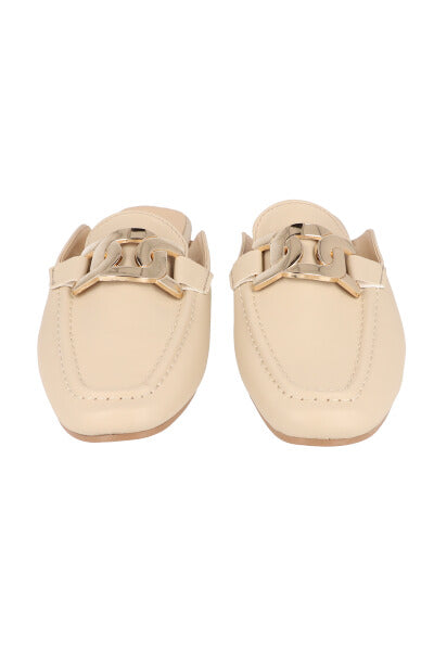 Loafer mula efecto piel hebilla NUDE
