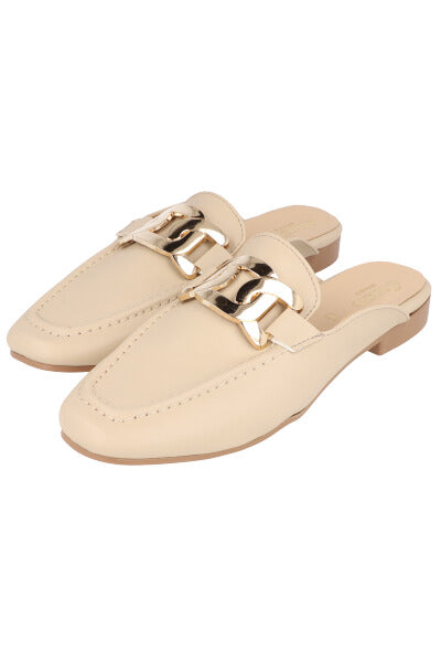 Loafer mula efecto piel hebilla NUDE