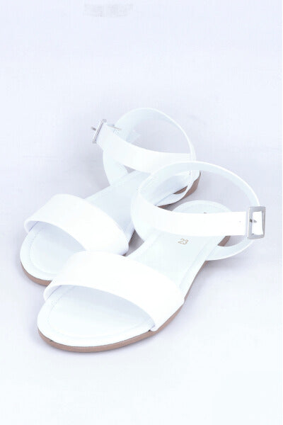 Sandalia efecto piel pulsera tobillo BLANCO