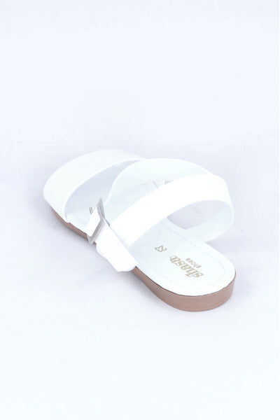 Sandalia efecto piel pulsera tobillo BLANCO
