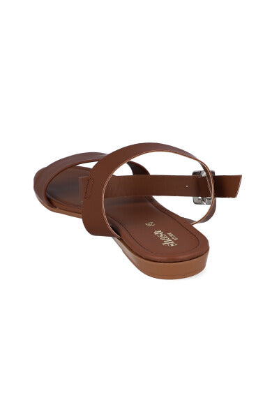 Sandalia efecto piel pulsera tobillo CAMELLO