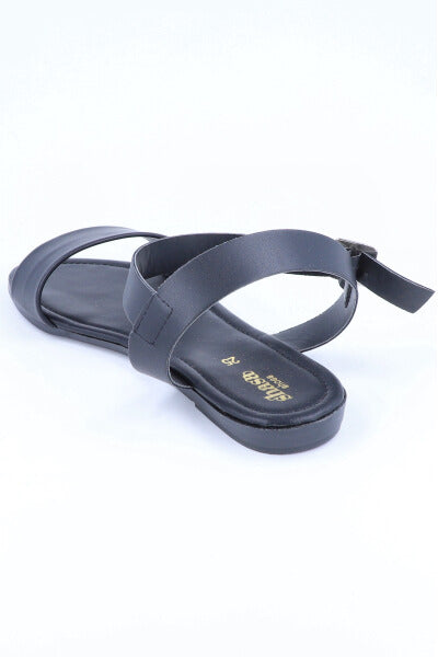 Sandalia efecto piel pulsera tobillo NEGRO