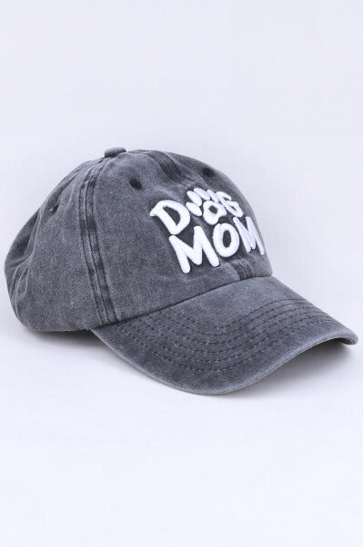 Gorra ligeramente deslavada Dog Mom NEGRO