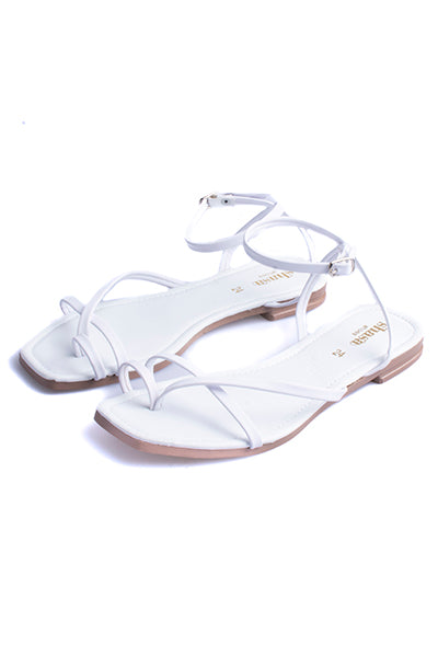 Sandalia Tiras Delgadas Anillo Dedo BLANCO