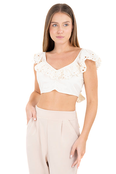 Top crop manga corta olanes