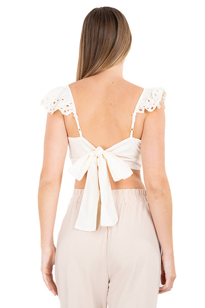 Top crop manga corta olanes HUESO