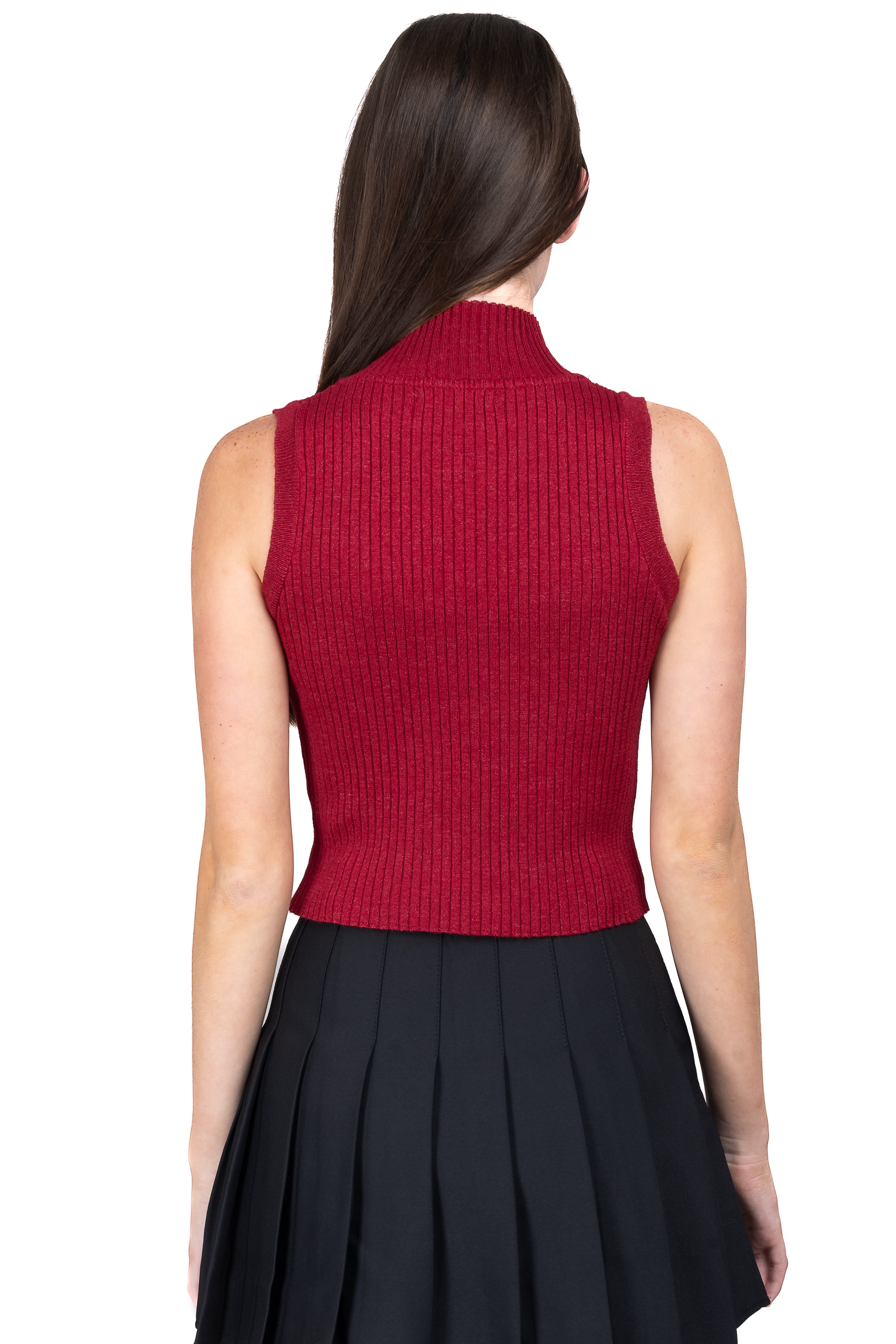 Top tejido cuello alto VINO